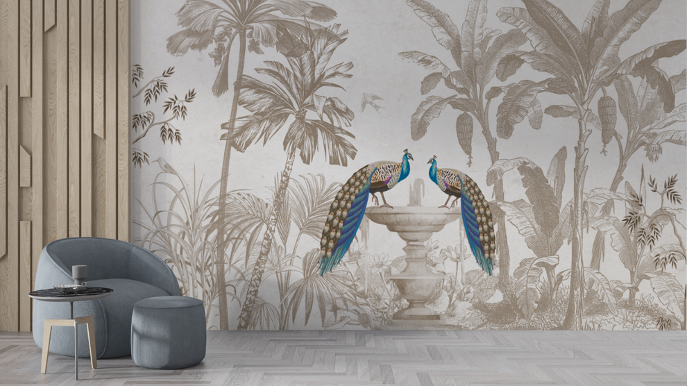 Peacock on Fountain – Phi Wallcoverings